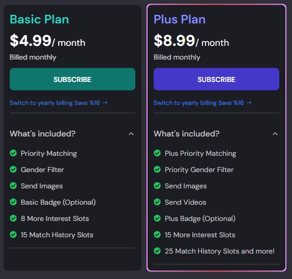 Chitchat gg premium plans